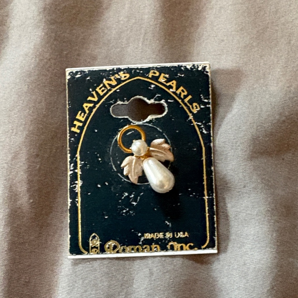 Gold and White Angel pin